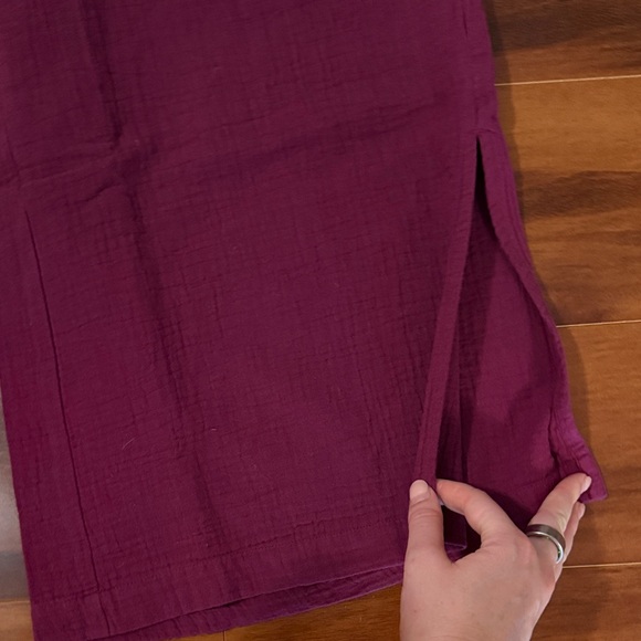 New PACT Coastal organic double gauze split hem wide leg Purple Pants Medium - Picture 4 of 5